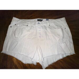 NWT! Torrid White Denim Cut-Off Button Fly Distressed Shorts - Size 22